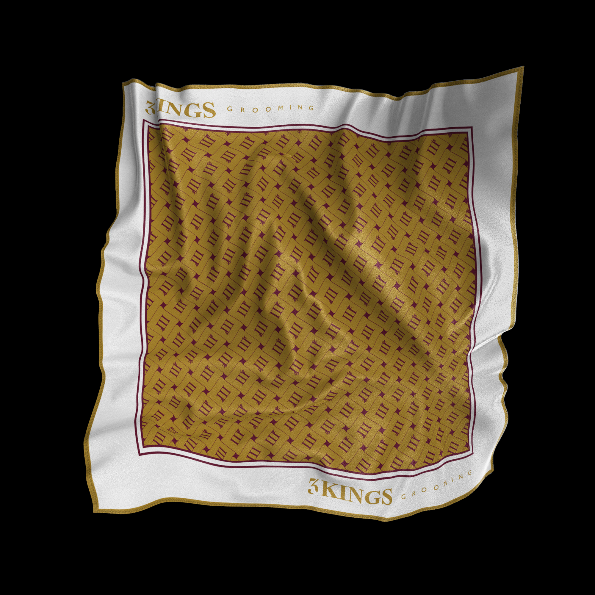 3 KINGS Crowne Scarf - White-BurgundyGold